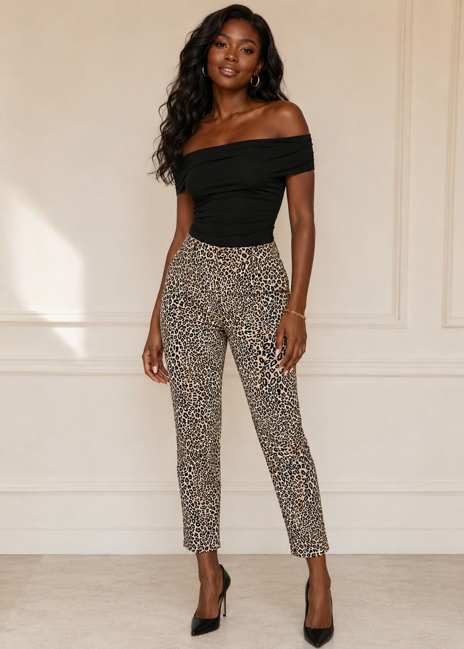 Haven + Blair London Leopard Print Belted Ankle Pants Women’s Medium